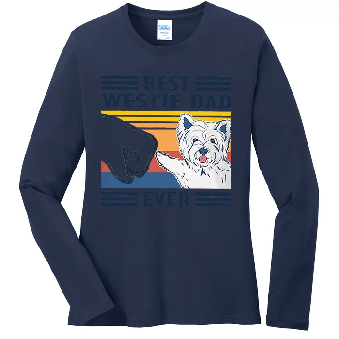 Best Westie Dad Ever Vintage Father Day Christmas Ladies Long Sleeve Shirt