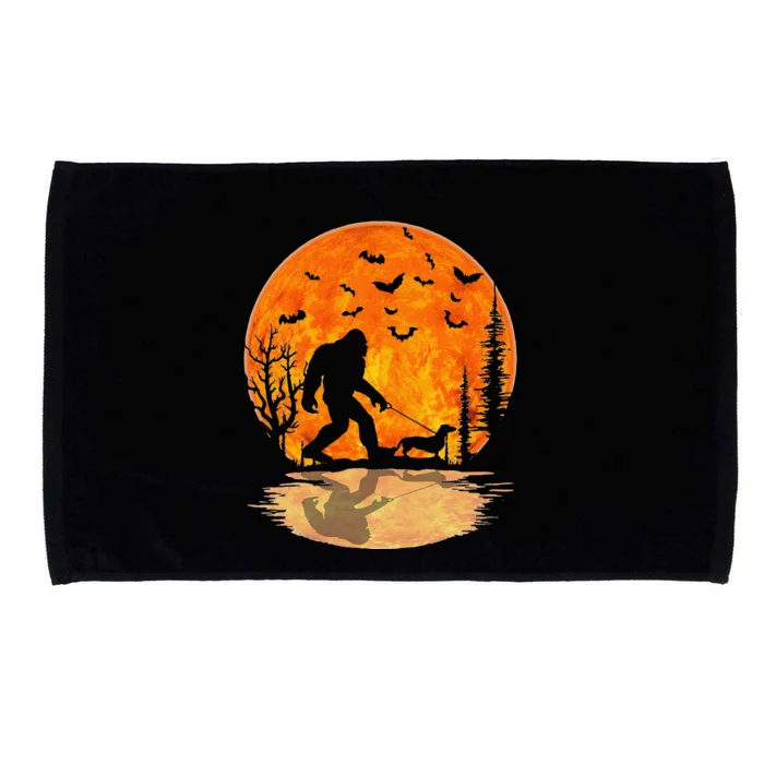 Bigfoot Walking Dachshund Funny Wiener Dog Halloween Microfiber Hand Towel