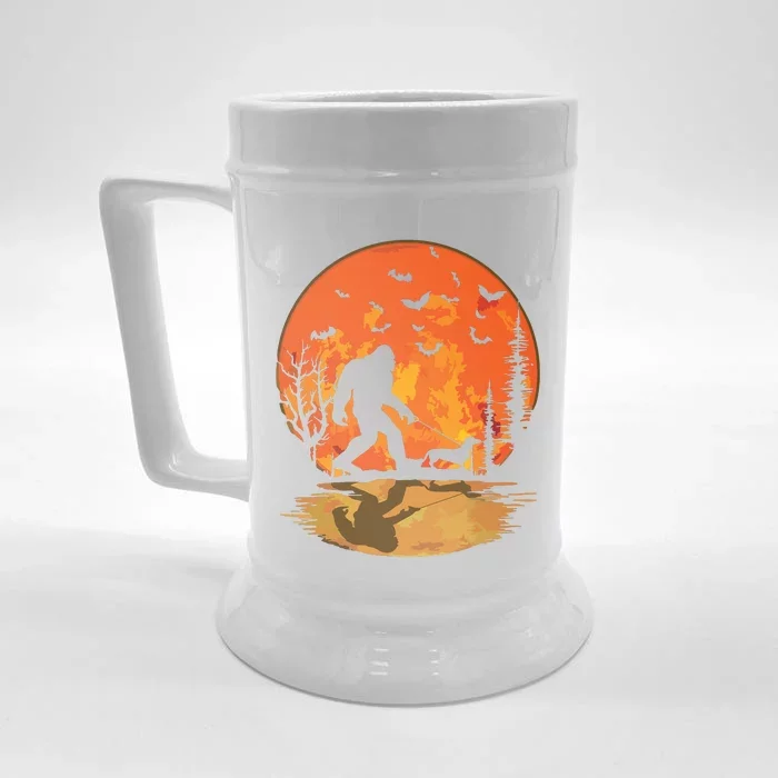 Bigfoot Walking Dachshund Funny Wiener Dog Halloween Front & Back Beer Stein