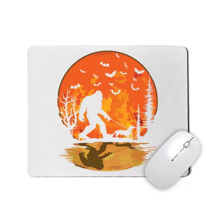 Bigfoot Walking Dachshund Funny Wiener Dog Halloween Mousepad