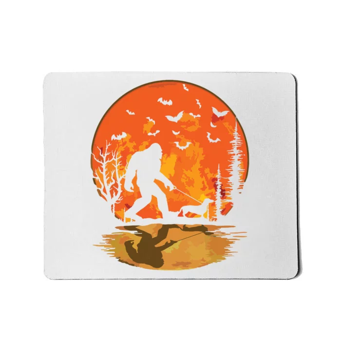 Bigfoot Walking Dachshund Funny Wiener Dog Halloween Mousepad