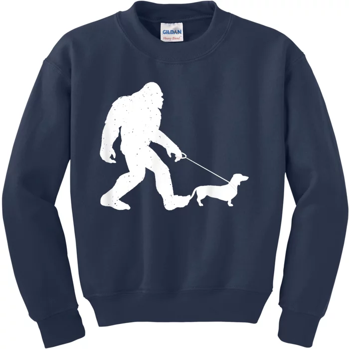 Bigfoot Walking Dachshund Funny Wiener Dog Gift Kids Sweatshirt