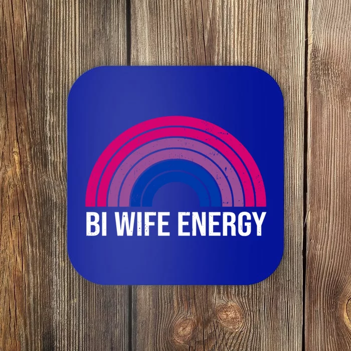 Bi Wife Energy Retro Vintage Rainbow Bisexual Pride Lgbtq Gift Coaster