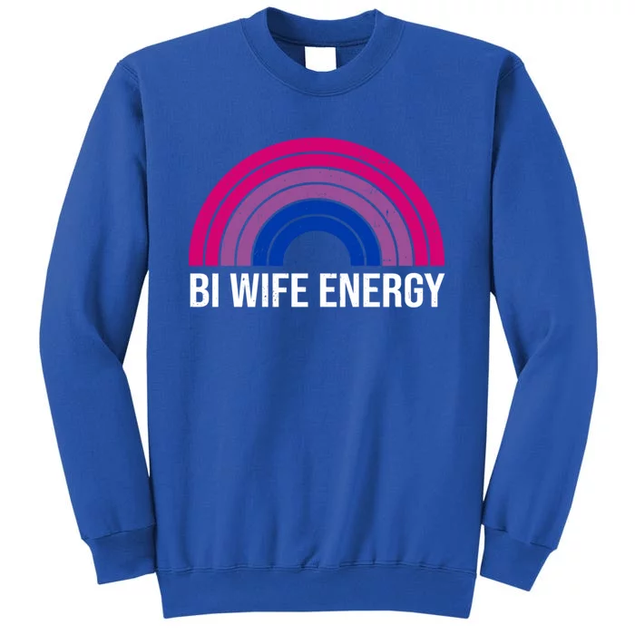 Bi Wife Energy Retro Vintage Rainbow Bisexual Pride Lgbtq Gift Tall Sweatshirt