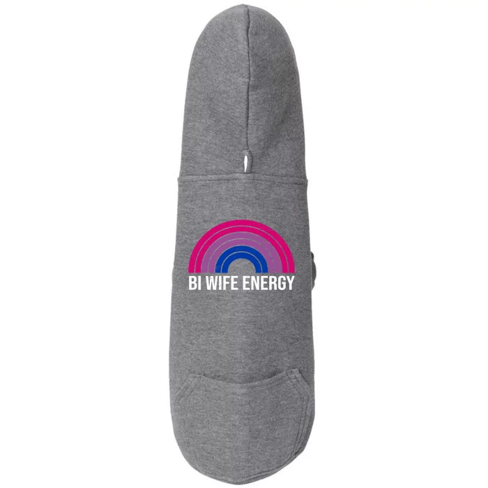 Bi Wife Energy Retro Vintage Rainbow Bisexual Pride Lgbtq Gift Doggie 3-End Fleece Hoodie