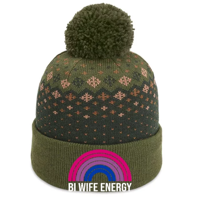 Bi Wife Energy Retro Vintage Rainbow Bisexual Pride Lgbtq Gift The Baniff Cuffed Pom Beanie