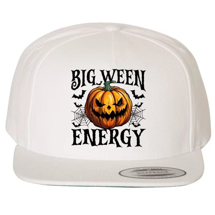 Big Ween Energy Scary Pumpkin O Latern Bat Halloween Wool Snapback Cap