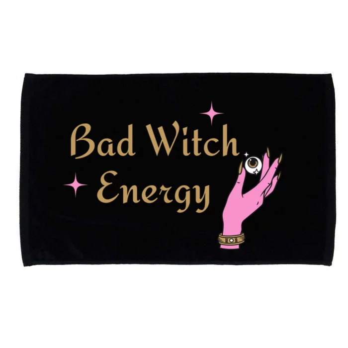 Bad Witch Energy Eyeball Spooky Halloween Vibes Gift Microfiber Hand Towel