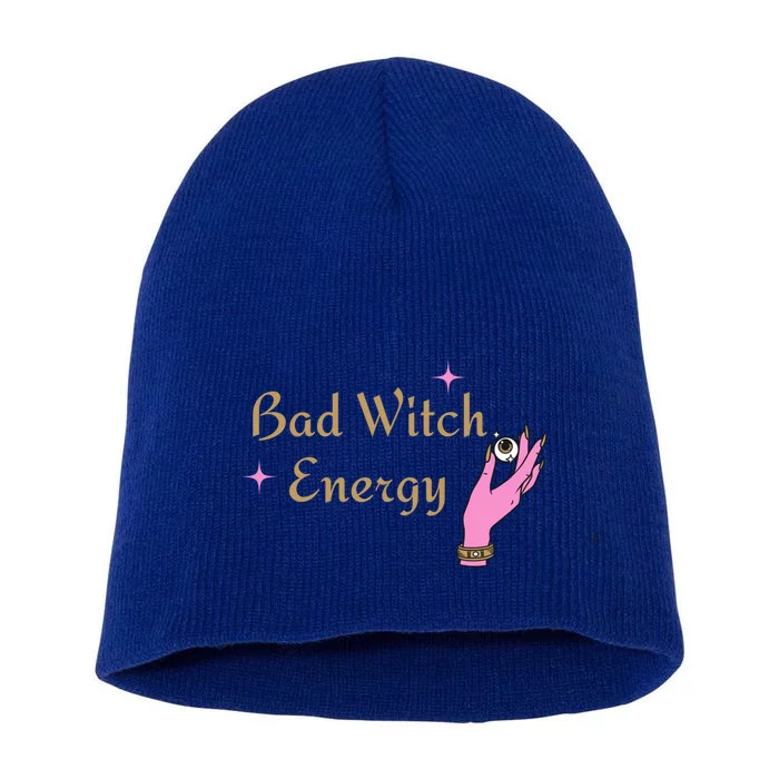 Bad Witch Energy Eyeball Spooky Halloween Vibes Gift Short Acrylic Beanie