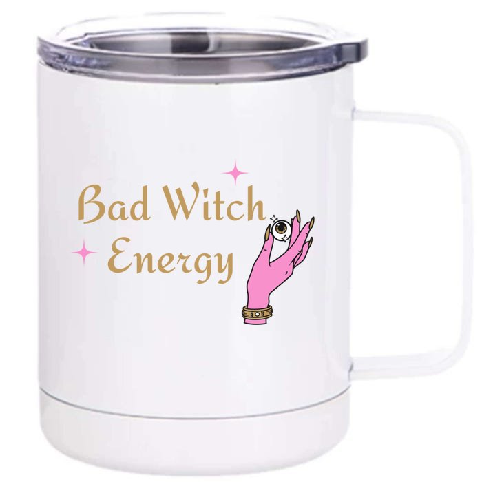 Bad Witch Energy Halloween Gift Front & Back 12oz Stainless Steel Tumbler Cup