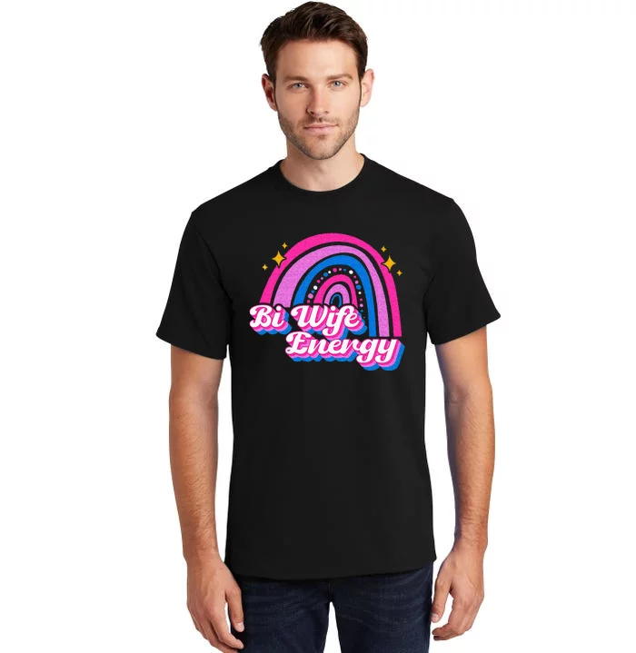 Bi Wife Energy Bisexual Pride Bisexual Flag LGBTQ Support Tall T-Shirt