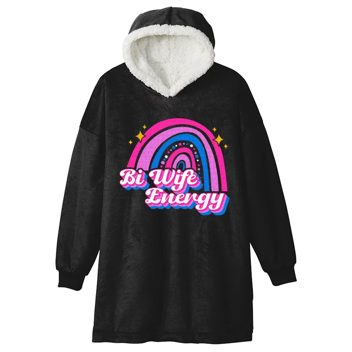 Bi Wife Energy Bisexual Pride Bisexual Flag LGBTQ Support Hooded Wearable Blanket