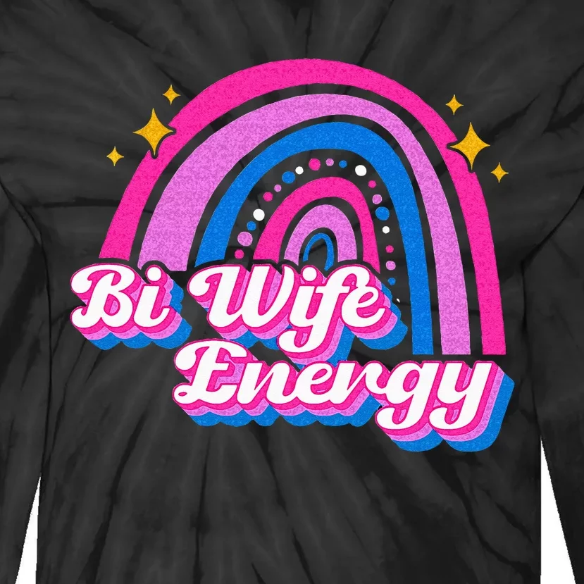 Bi Wife Energy Bisexual Pride Bisexual Flag LGBTQ Support Tie-Dye Long Sleeve Shirt