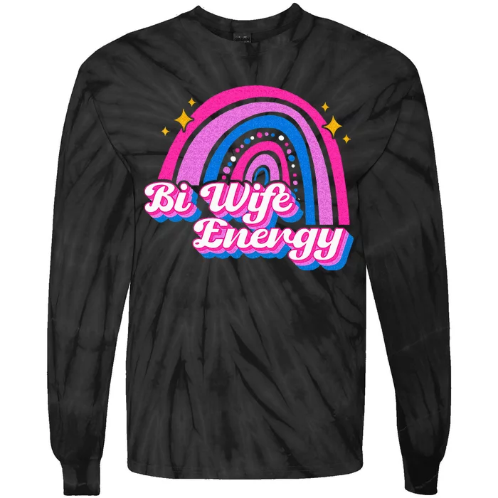 Bi Wife Energy Bisexual Pride Bisexual Flag LGBTQ Support Tie-Dye Long Sleeve Shirt