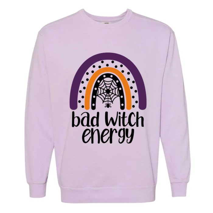 Bad Witch Energy Halloween Rainbow Salem Witches Brooms Funny Gift Garment-Dyed Sweatshirt