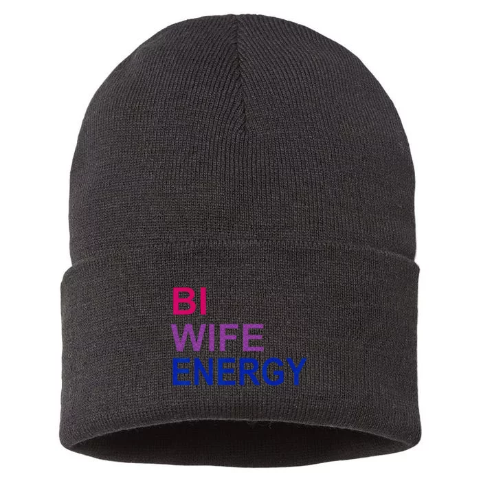 Bi Wife Energy Bisexual Bi Pride Sustainable Knit Beanie