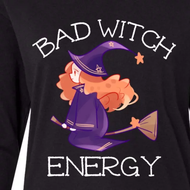 Bad Witch Energy Salem Witches Broom Company Halloween Meaningful Gift Womens Cotton Relaxed Long Sleeve T-Shirt