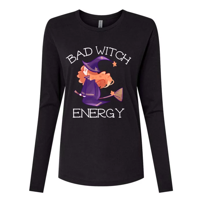 Bad Witch Energy Salem Witches Broom Company Halloween Meaningful Gift Womens Cotton Relaxed Long Sleeve T-Shirt