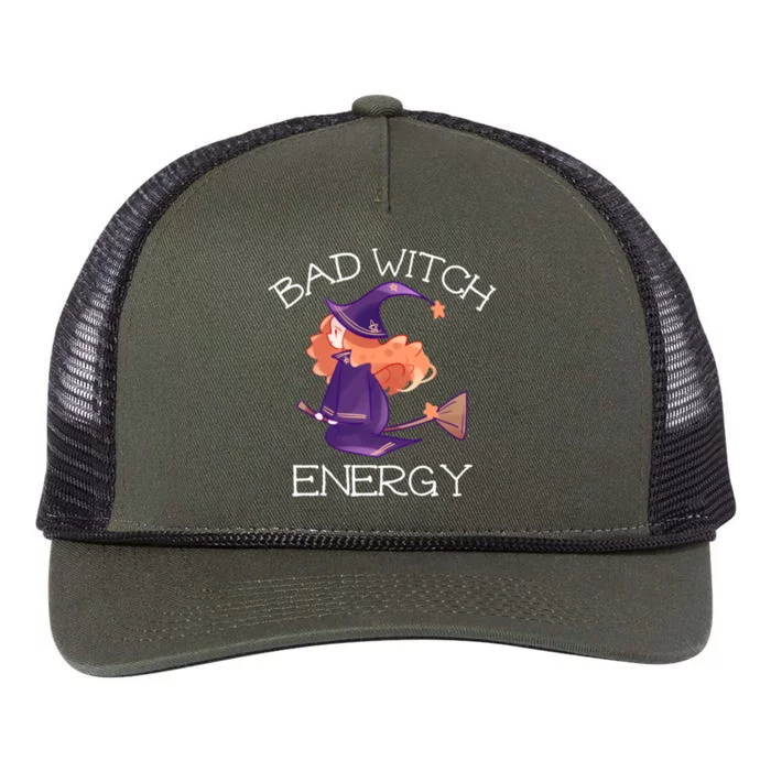 Bad Witch Energy Salem Witches Broom Company Halloween Meaningful Gift Retro Rope Trucker Hat Cap