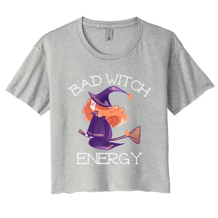 Bad Witch Energy Salem Witches Broom Company Halloween Meaningful Gift Women's Crop Top Tee