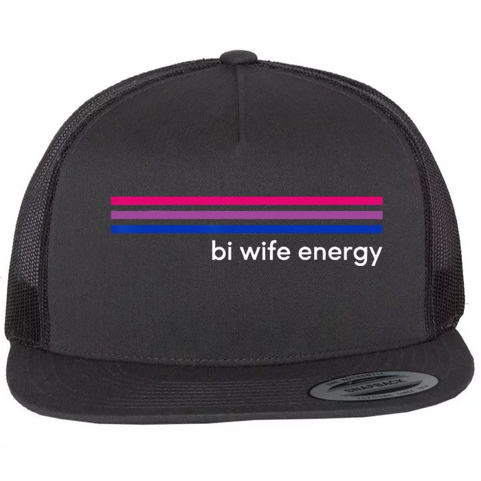 Bi Wife Energy Bisexual Pride Flag Bisexuality LGBTQ Flat Bill Trucker Hat