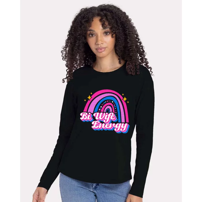 Bi Wife Energy Bisexual Pride Bisexual Flag LGBTQ Support Womens Cotton Relaxed Long Sleeve T-Shirt