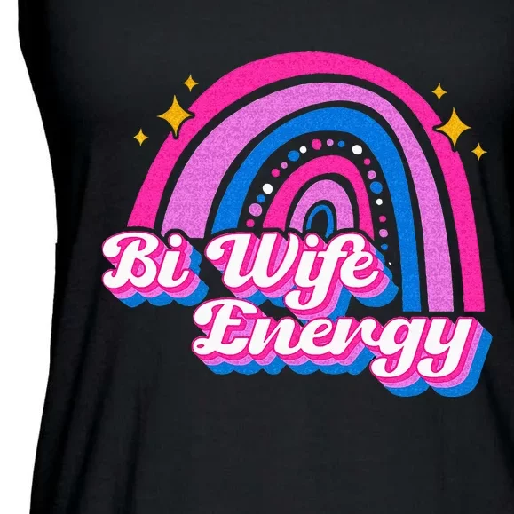 Bi Wife Energy Bisexual Pride Bisexual Flag LGBTQ Support Ladies Essential Flowy Tank