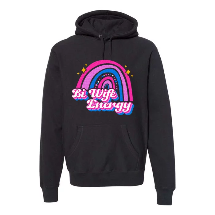 Bi Wife Energy Bisexual Pride Bisexual Flag LGBTQ Support Premium Hoodie