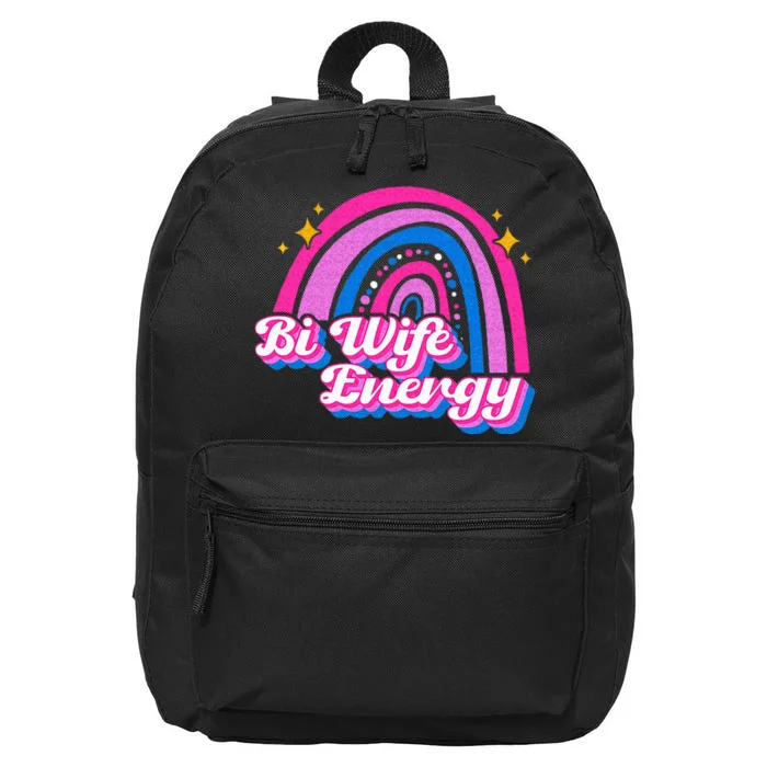 Bi Wife Energy Bisexual Pride Bisexual Flag LGBTQ Support 16 in Basic Backpack