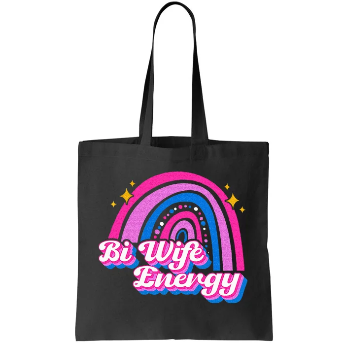 Bi Wife Energy Bisexual Pride Bisexual Flag LGBTQ Support Tote Bag