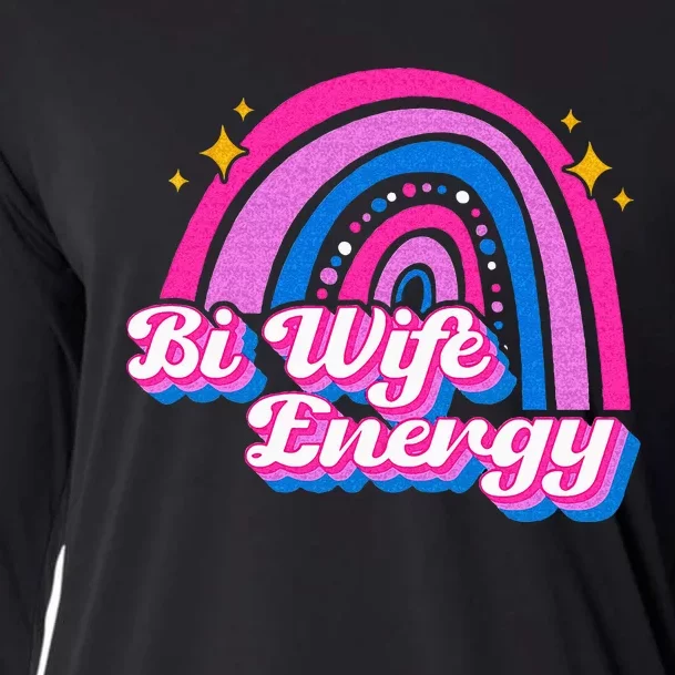 Bi Wife Energy Bisexual Pride Bisexual Flag LGBTQ Support Cooling Performance Long Sleeve Crew