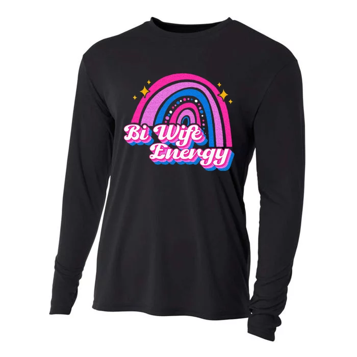 Bi Wife Energy Bisexual Pride Bisexual Flag LGBTQ Support Cooling Performance Long Sleeve Crew