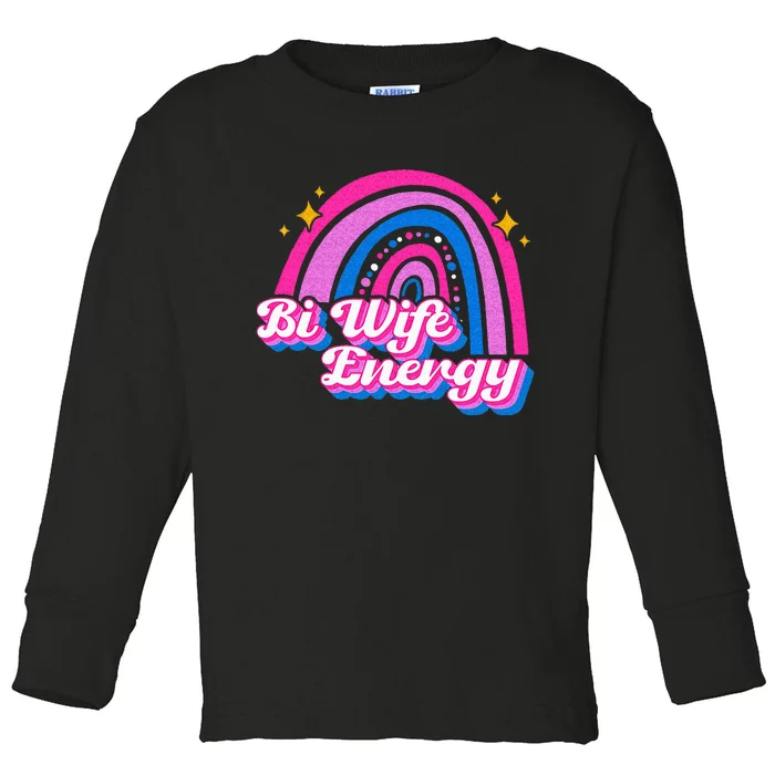 Bi Wife Energy Bisexual Pride Bisexual Flag LGBTQ Support Toddler Long Sleeve Shirt