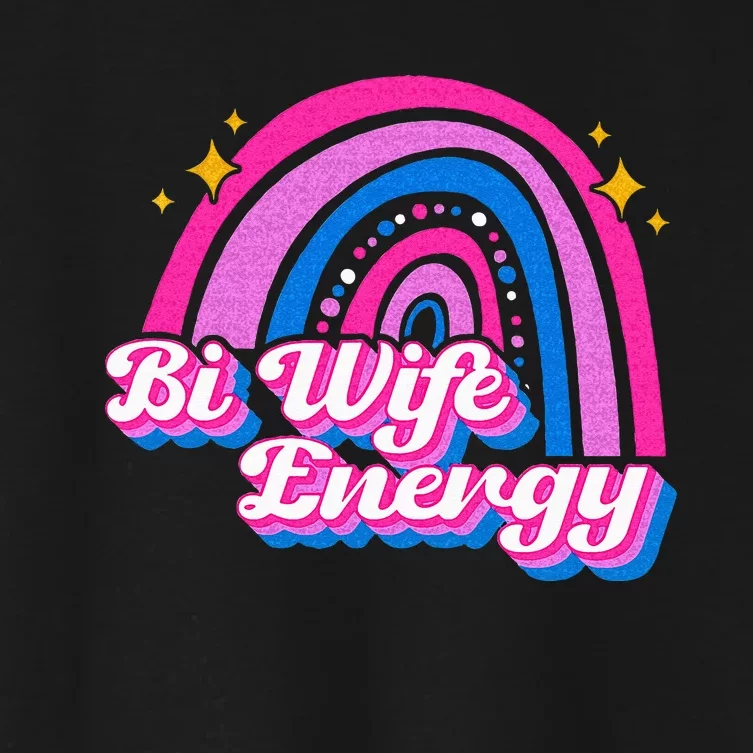 Bi Wife Energy Bisexual Pride Bisexual Flag LGBTQ Support Women's Crop Top Tee