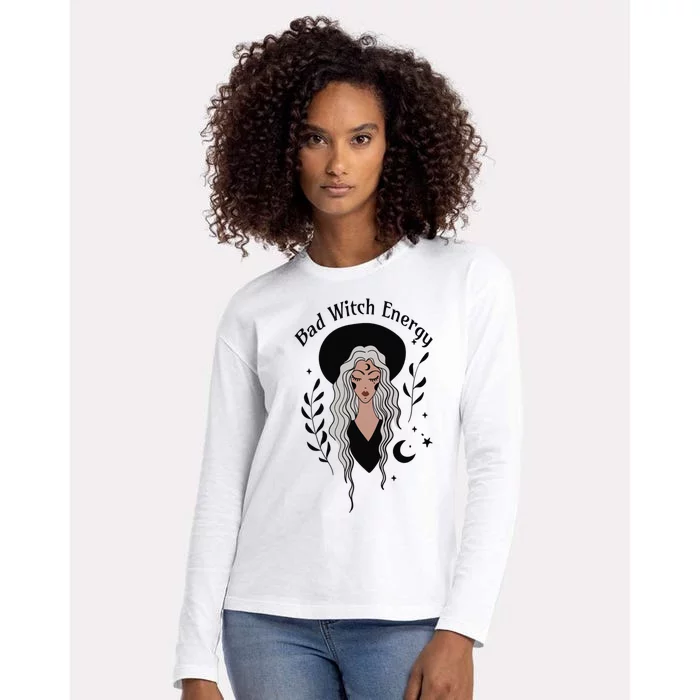 Bad Witch Energy Witchy Halloween Witchcore Cute Gift Womens Cotton Relaxed Long Sleeve T-Shirt