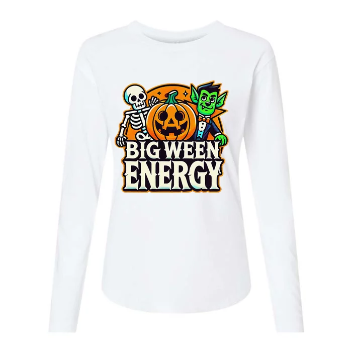 Big Ween Energy Halloween Funny Womens Cotton Relaxed Long Sleeve T-Shirt