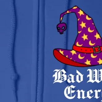 Bad Witch Energy Salem Witches Hat Halloween Spells Potions Cool Gift Full Zip Hoodie