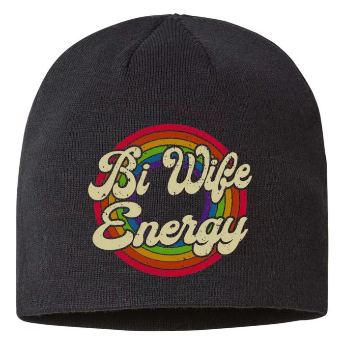 Bi Wife Energy LGBTQ Retro Vintage 8 1/2in Sustainable Knit Beanie