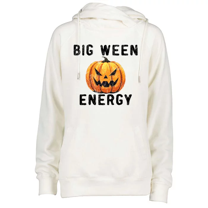 Big Ween Energy Spooky Pumpkin Face Halloween Womens Funnel Neck Pullover Hood