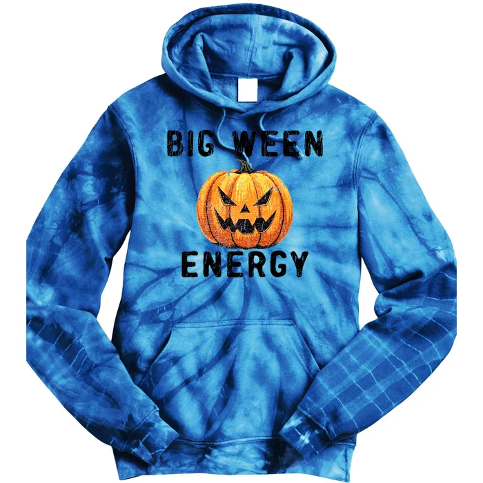 Big Ween Energy Spooky Pumpkin Face Halloween Tie Dye Hoodie