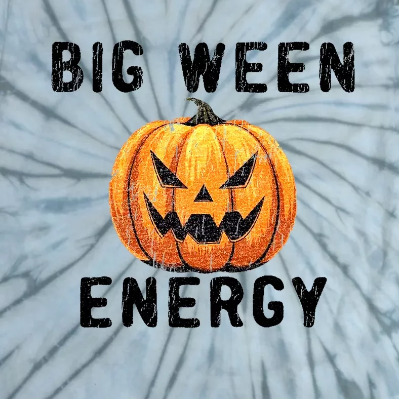 Big Ween Energy Spooky Pumpkin Face Halloween Tie-Dye T-Shirt