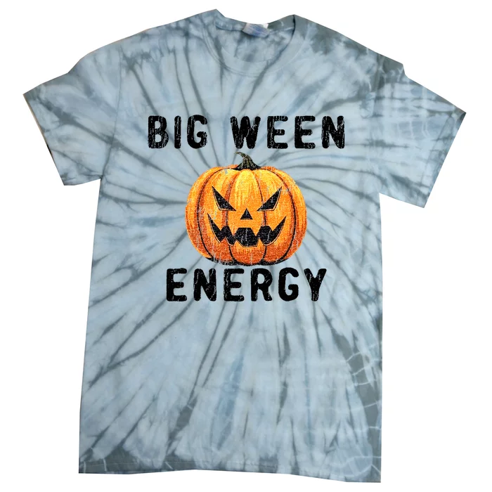 Big Ween Energy Spooky Pumpkin Face Halloween Tie-Dye T-Shirt