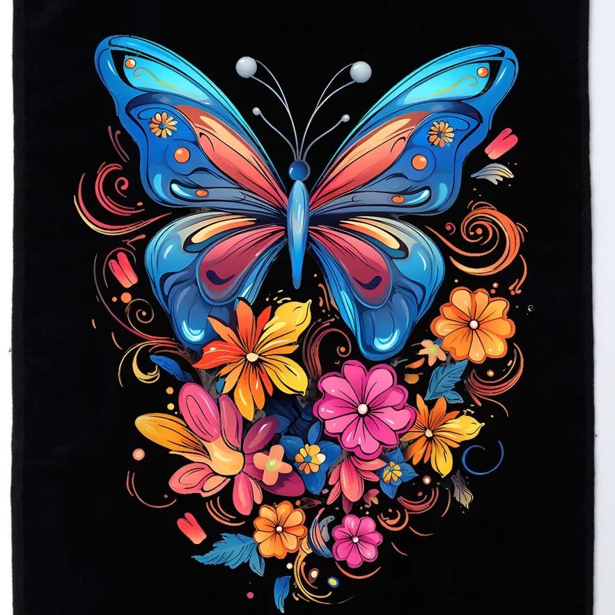 Butterfly With Flowers I Aesthetic Butterfly Platinum Collection Golf Towel