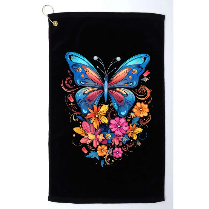 Butterfly With Flowers I Aesthetic Butterfly Platinum Collection Golf Towel