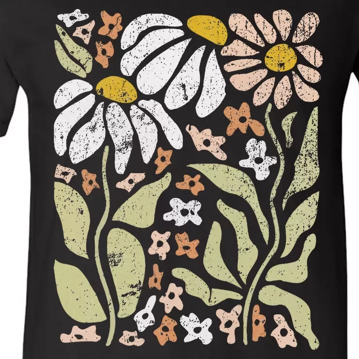 Boho Wildflowers Floral Nature Flower For Wo Nature Lover V-Neck T-Shirt