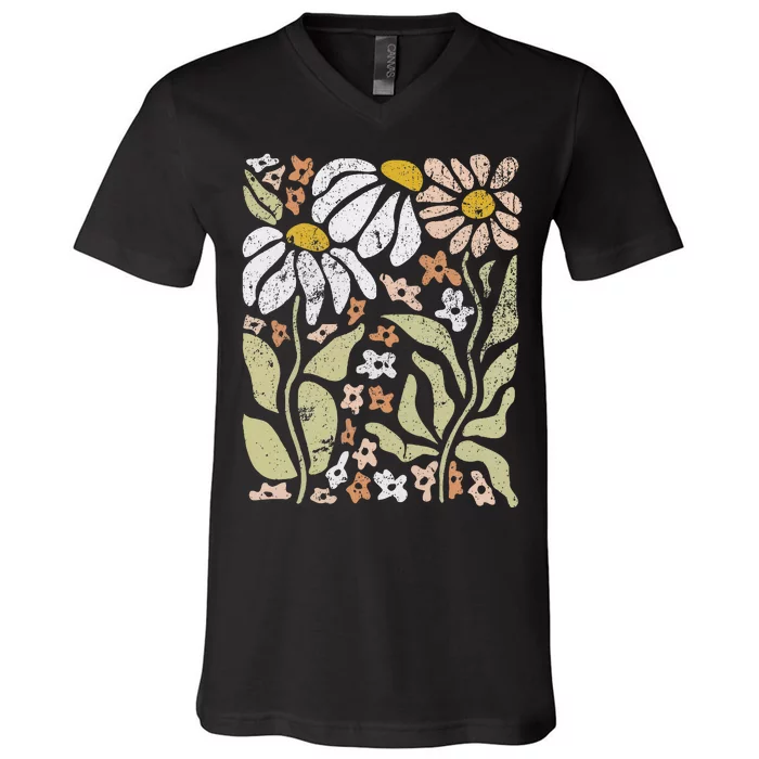 Boho Wildflowers Floral Nature Flower For Wo Nature Lover V-Neck T-Shirt