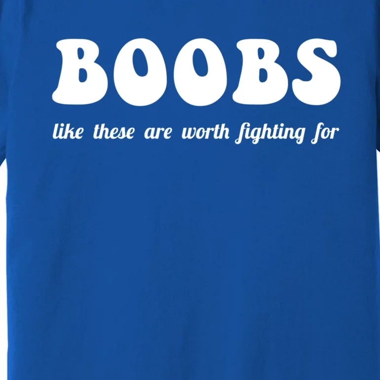 Boobs Worth Fighting For Cute Gift Funny Breast Cancer Awareness Gift Premium T-Shirt