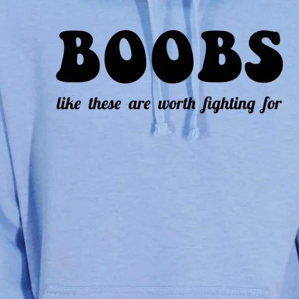 Boobs Worth Fighting For Cute Gift Funny Breast Cancer Awareness Gift Unisex Surf Hoodie