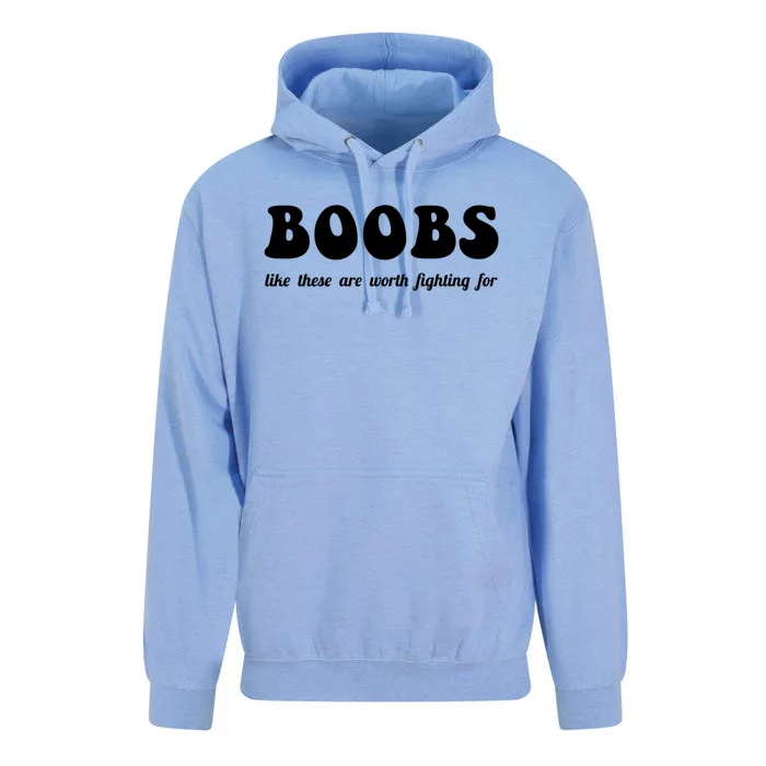 Boobs Worth Fighting For Cute Gift Funny Breast Cancer Awareness Gift Unisex Surf Hoodie