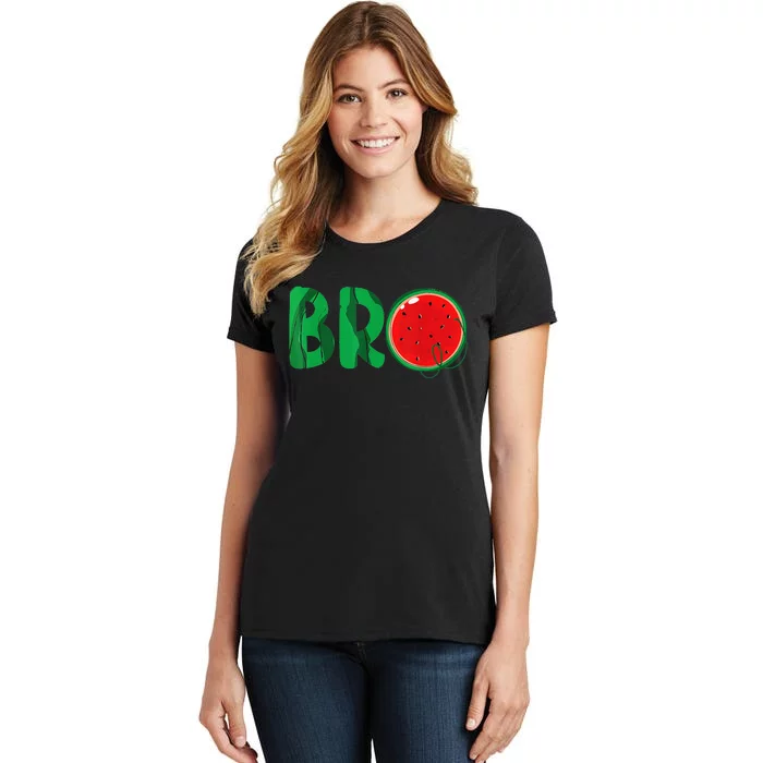 Bro Watermelon Funny Matching Family Summer Fruit Brother Women's T-Shirt